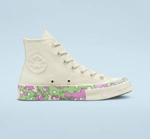 Zapatillas Altas Converse Chuck 70 Crafted Florals Rosas Verde Claro | CV-052DEN