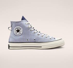 Zapatillas Altas Converse Chuck 70 Crafted Stripe Indigo Negras | CV-961GLS