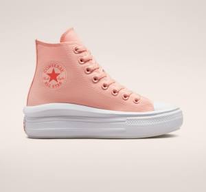 Zapatillas Altas Converse Chuck Taylor All Star Move Plataforma Lona Rosas Blancas Rosas | CV-420LID