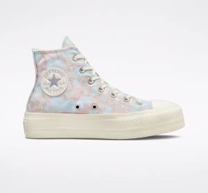 Zapatillas Altas Converse Chuck Taylor All Star Lift Plataforma Marble Plateadas | CV-903VAF