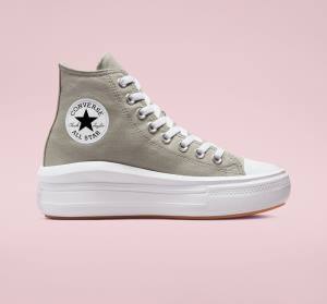 Zapatillas Altas Converse Chuck Taylor All Star Move Plataforma Seasonal Color Verde Oliva Blancas Blancas | CV-960AZL