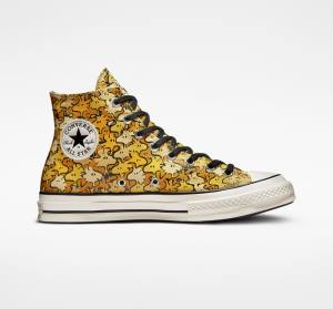 Zapatillas Altas Converse Peanuts Chuck 70 Amarillo Doradas | CV-537REK