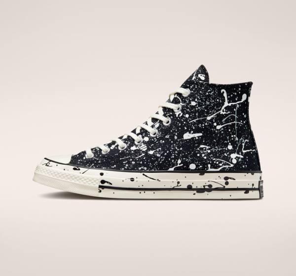 Zapatillas Altas Converse Chuck 70 Archive Paint Splatter Negras Gris | CV-012GHM