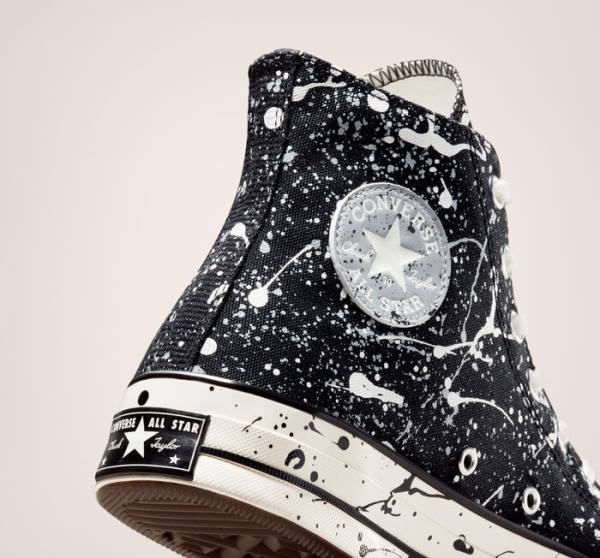 Zapatillas Altas Converse Chuck 70 Archive Paint Splatter Negras Gris | CV-012GHM