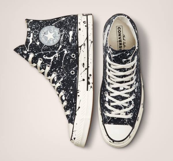 Zapatillas Altas Converse Chuck 70 Archive Paint Splatter Negras Gris | CV-258EAO