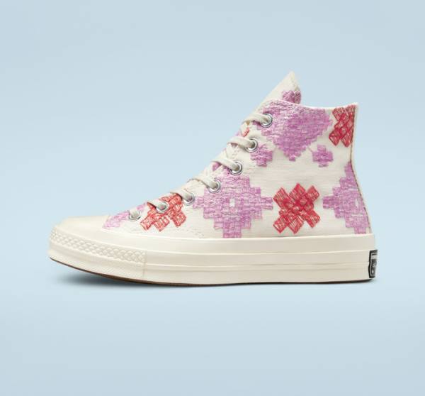 Zapatillas Altas Converse Chuck 70 Bright Embroidery Rosas Rojas | CV-104CFX