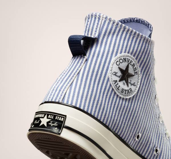 Zapatillas Altas Converse Chuck 70 Crafted Stripe Indigo Negras | CV-074YXC