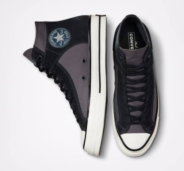 Zapatillas Altas Converse Chuck 70 Crafted Lona Negras Blancas | CV-156KNV