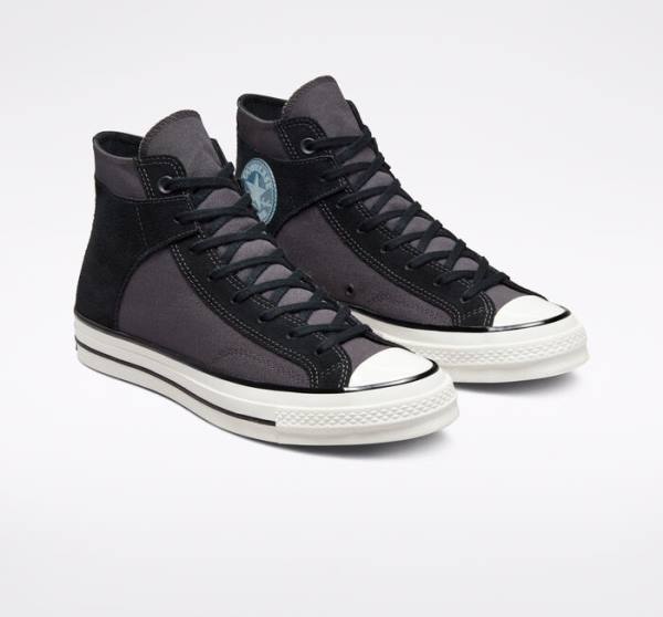 Zapatillas Altas Converse Chuck 70 Crafted Lona Negras Blancas | CV-156KNV