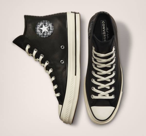 Zapatillas Altas Converse Chuck 70 Crafted Cuero Negras | CV-291JWF