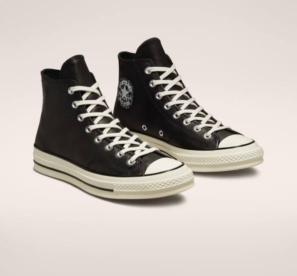 Zapatillas Altas Converse Chuck 70 Crafted Cuero Negras | CV-291JWF