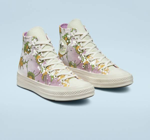 Zapatillas Altas Converse Chuck 70 Crafted Florals Rosas Verde Oliva | CV-317UEZ