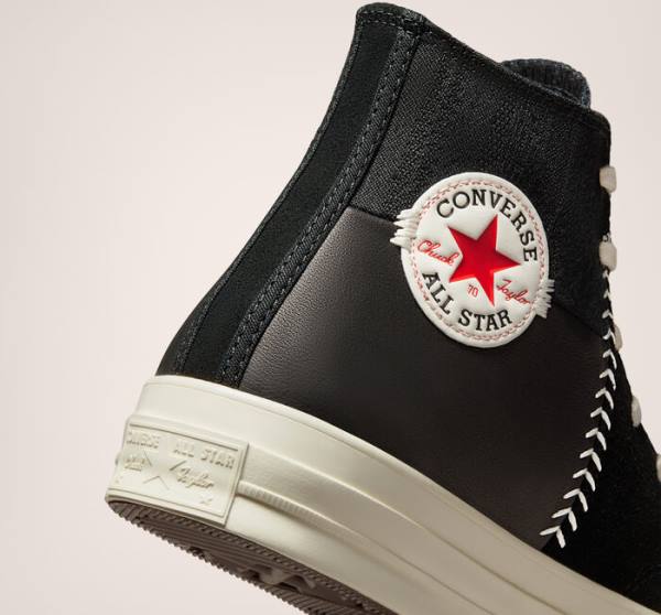 Zapatillas Altas Converse Chuck 70 Crafted Cuero Negras Rojas | CV-327XNK