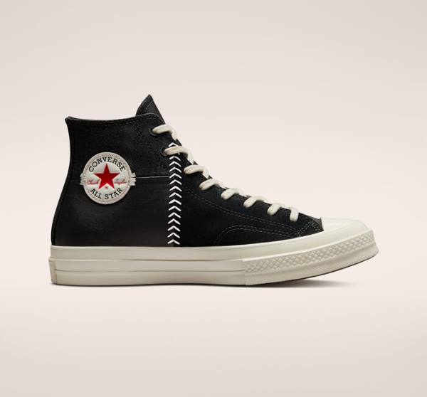 Zapatillas Altas Converse Chuck 70 Crafted Cuero Negras Rojas | CV-327XNK