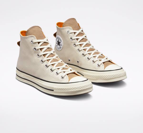 Zapatillas Altas Converse Chuck 70 Crafted Stripe Marrones | CV-423PVC