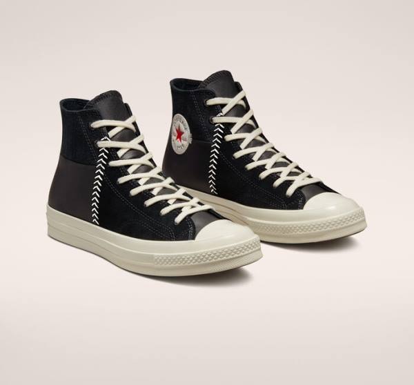 Zapatillas Altas Converse Chuck 70 Crafted Cuero Negras Rojas | CV-620NIY