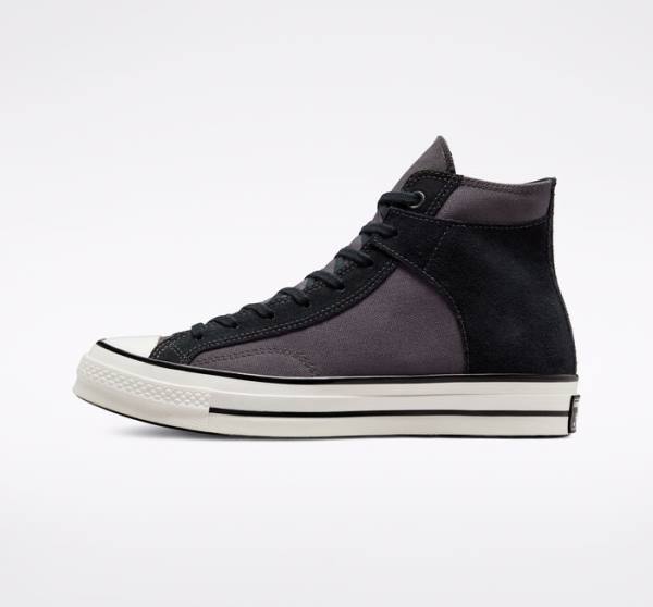 Zapatillas Altas Converse Chuck 70 Crafted Lona Negras Blancas | CV-645JNU