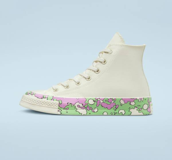 Zapatillas Altas Converse Chuck 70 Crafted Florals Rosas Verde Claro | CV-740PBM