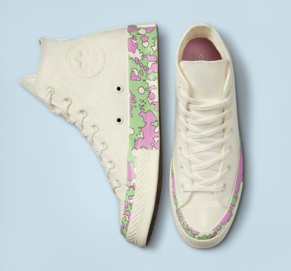 Zapatillas Altas Converse Chuck 70 Crafted Florals Rosas Verde Claro | CV-740PBM