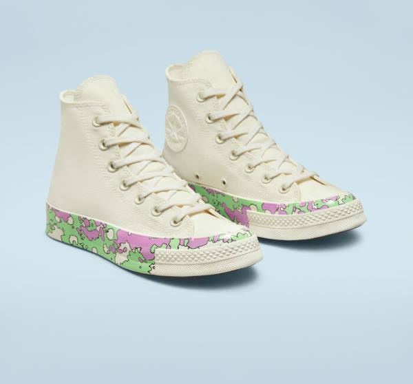 Zapatillas Altas Converse Chuck 70 Crafted Florals Rosas Verde Claro | CV-740PBM