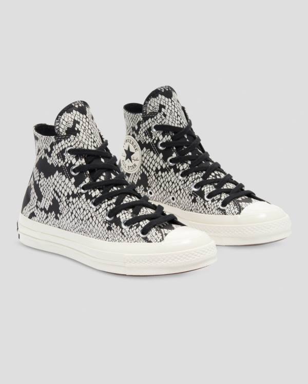 Zapatillas Altas Converse Chuck 70 Cuero Snake Print Beige Negras | CV-798XFA