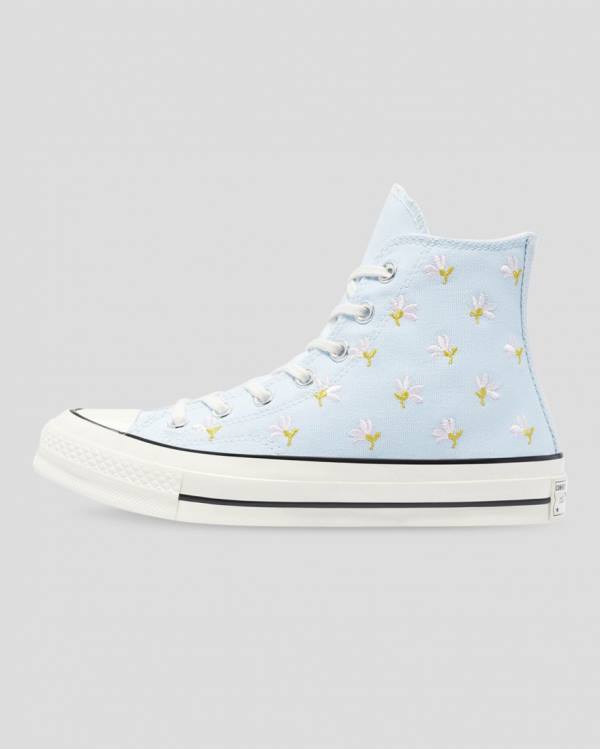 Zapatillas Altas Converse Chuck 70 Embroidered Garden Party Azules | CV-094VIY