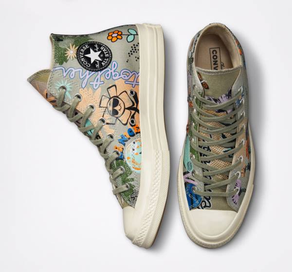 Zapatillas Altas Converse Chuck 70 Floral Verde Oliva Multicolor | CV-081RWD