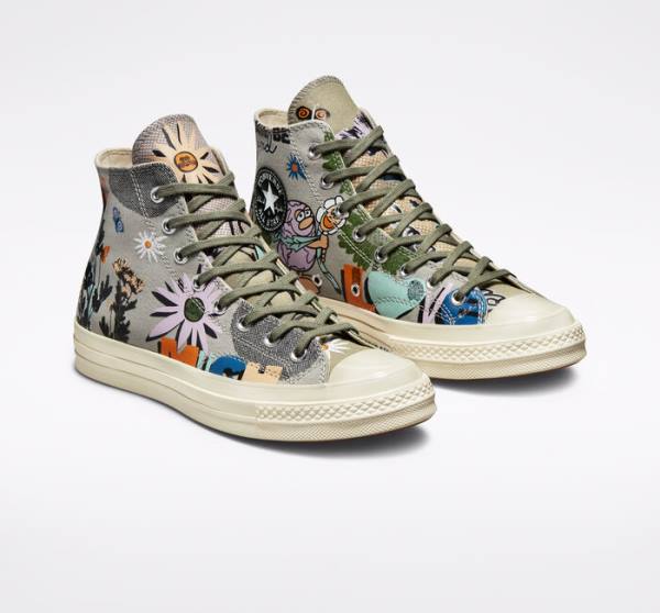 Zapatillas Altas Converse Chuck 70 Floral Verde Oliva Multicolor | CV-820NUF