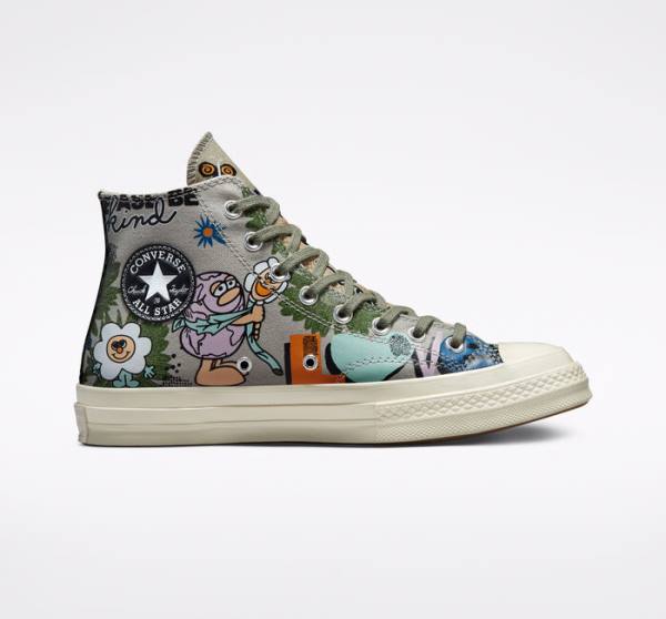 Zapatillas Altas Converse Chuck 70 Floral Verde Oliva Multicolor | CV-839FPT