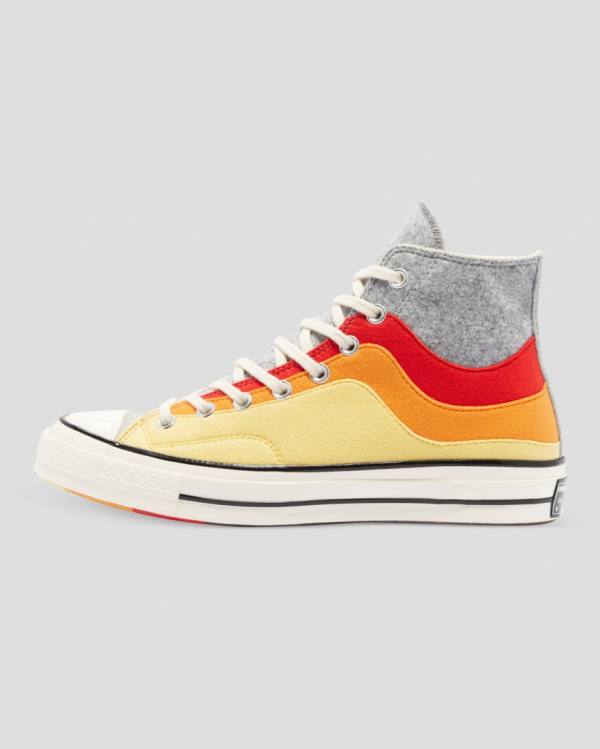 Zapatillas Altas Converse Chuck 70 Nor'Easter Felted Layered Gris Rojas Amarillo | CV-615TUY