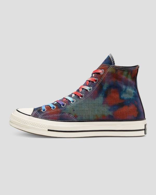 Zapatillas Altas Converse Chuck 70 Plaid Tie Dye Negras | CV-149OXB