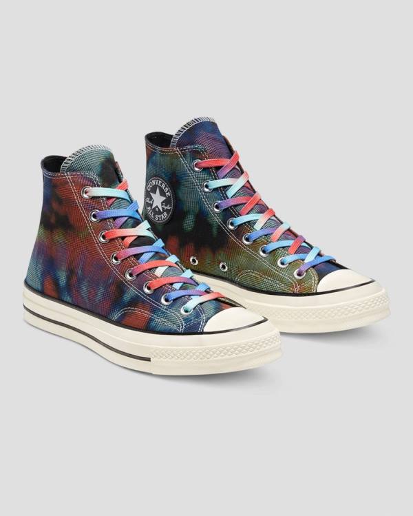 Zapatillas Altas Converse Chuck 70 Plaid Tie Dye Negras | CV-895ESM