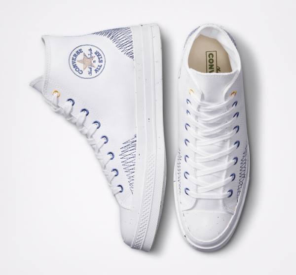 Zapatillas Altas Converse Chuck 70 Stitched Blancas Indigo | CV-315CJQ