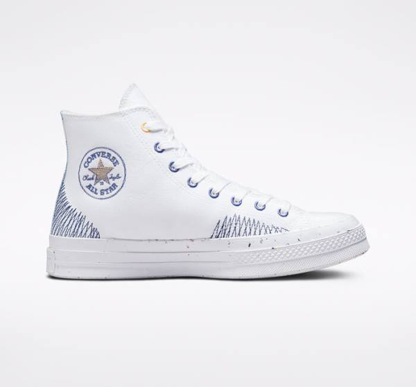 Zapatillas Altas Converse Chuck 70 Stitched Blancas Indigo | CV-317RAQ