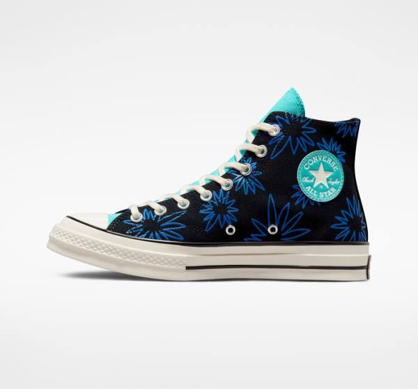 Zapatillas Altas Converse Chuck 70 Sunny Floral Negras Turquesa Azul Real | CV-841JUA