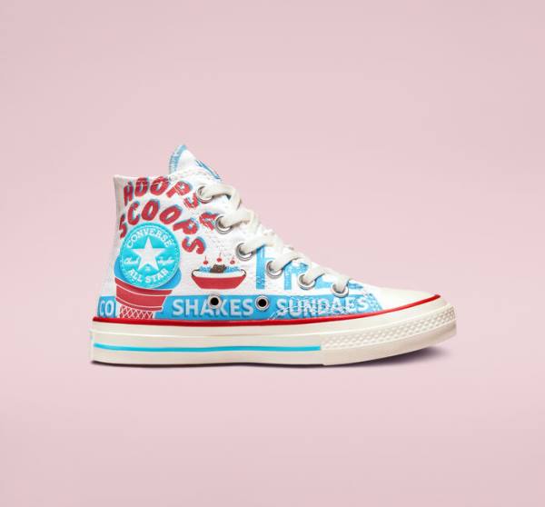 Zapatillas Altas Converse Chuck 70 Sweet Scoops Blancas Azules Rojas | CV-498HVP