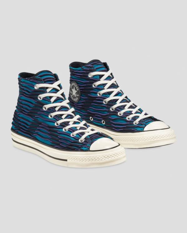 Zapatillas Altas Converse Chuck 70 Wavy Knit Azules | CV-047ZSH