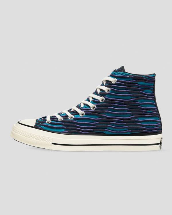 Zapatillas Altas Converse Chuck 70 Wavy Knit Azules | CV-047ZSH