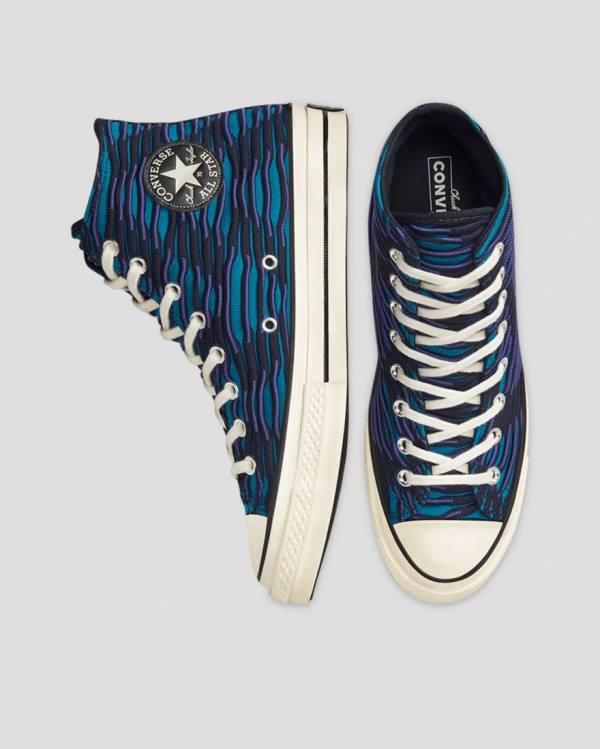 Zapatillas Altas Converse Chuck 70 Wavy Knit Azules | CV-047ZSH