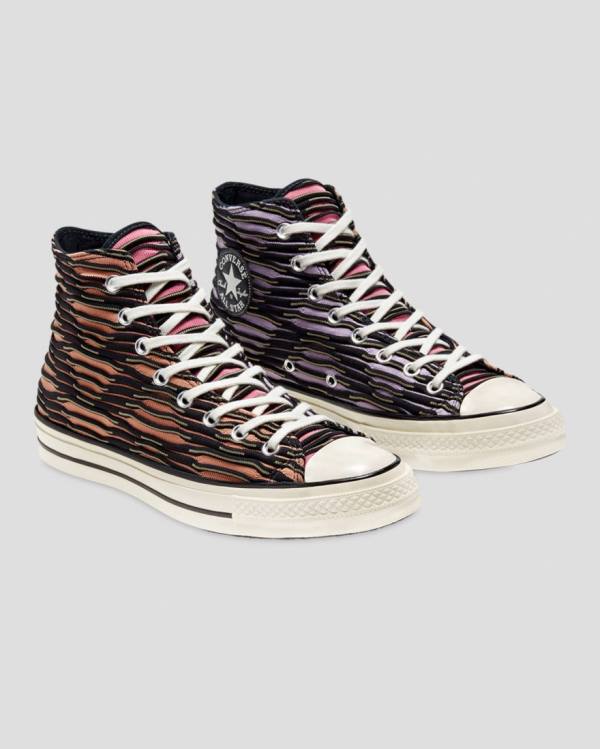 Zapatillas Altas Converse Chuck 70 Wavy Knit Naranjas Negras Moradas | CV-130TNP