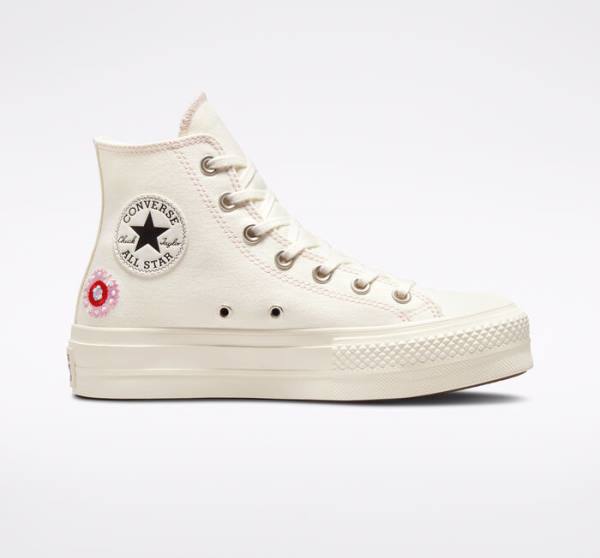 Zapatillas Altas Converse Chuck Taylor All Star Lift Plataforma Floral Embroidery Negras Rosas | CV-017ZIT