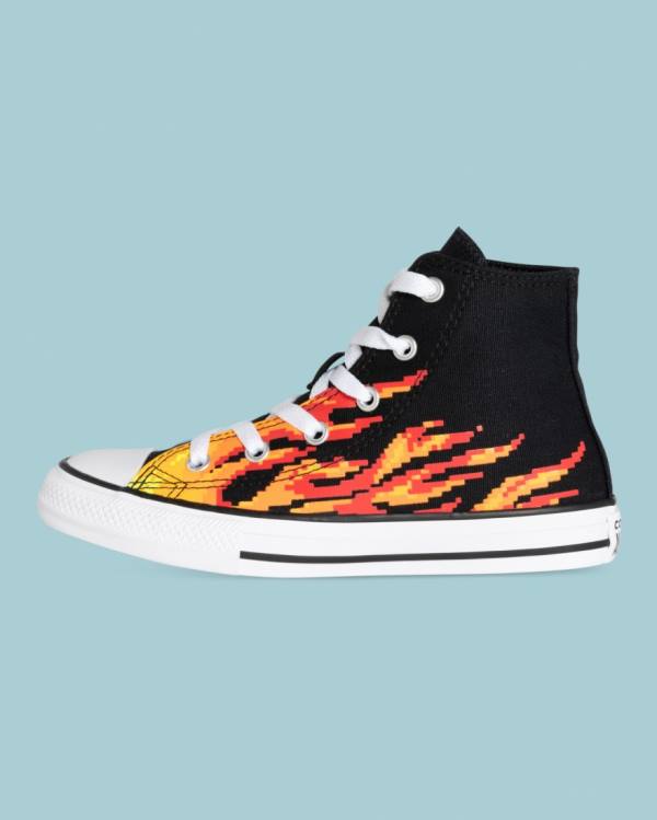 Zapatillas Altas Converse Chuck Taylor All Star Flame Print Negras | CV-041AOY