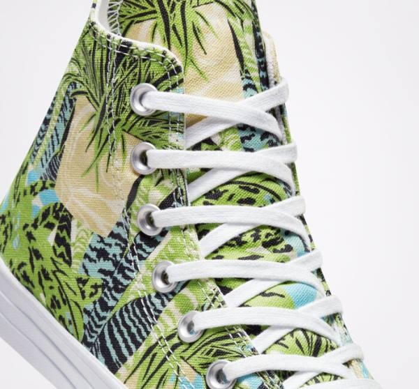 Zapatillas Altas Converse Chuck Taylor All Star Tropical Florals Verde Claro Blancas | CV-089LWM