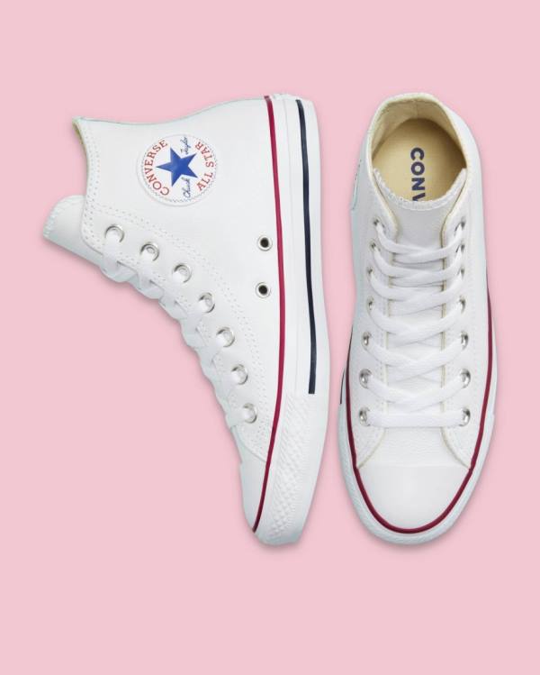 Zapatillas Altas Converse Chuck Taylor All Star Cuero Blancas | CV-126FIT