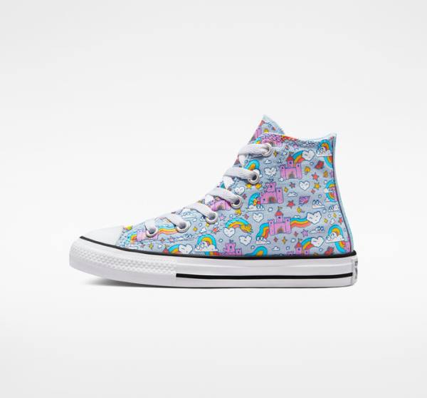 Zapatillas Altas Converse Chuck Taylor All Star Rainbow Castles Azules Rosas | CV-147OTK