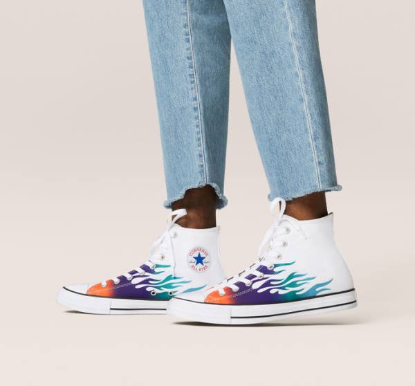 Zapatillas Altas Converse Chuck Taylor All Star Archive Prints Blancas Azules Turquesa | CV-243MDO