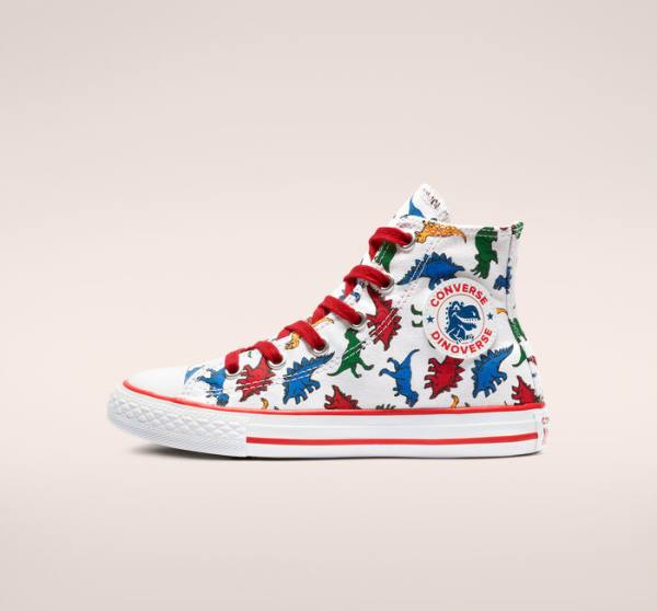 Zapatillas Altas Converse Chuck Taylor All Star Dinoverse Blancas Rojas Azules | CV-306UNJ