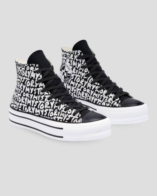 Zapatillas Altas Converse Chuck Taylor All Star My Story Double Stacked Lift Negras | CV-319OMC