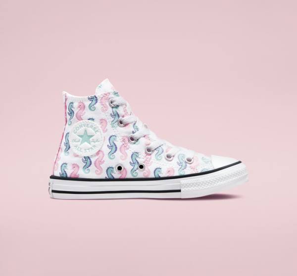 Zapatillas Altas Converse Chuck Taylor All Star Seahorses Blancas Rosas Verde Menta | CV-325QYA