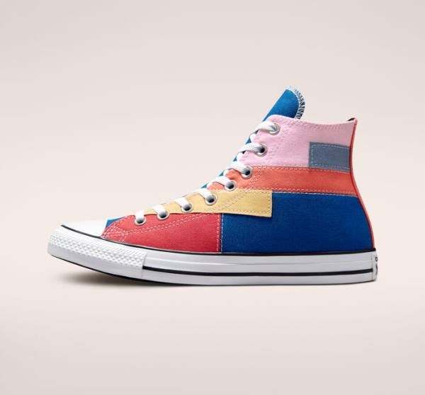 Zapatillas Altas Converse Chuck Taylor All Star Patchwork Azules Rosas | CV-452YVN